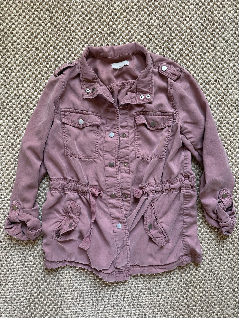 Mauve Utility Jacket with Drawstring Waist